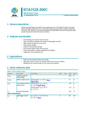 BTA312X-800C Datasheet PDF WeEn Semiconductors