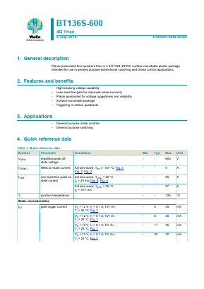 BT136S-600 Datasheet PDF WeEn Semiconductors