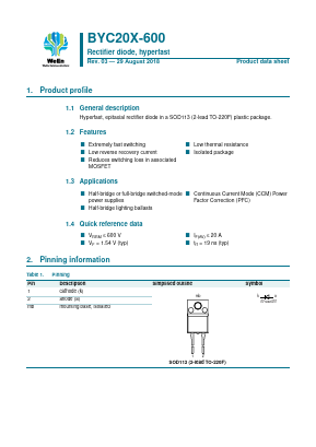 BYC20X-600 Datasheet PDF WeEn Semiconductors