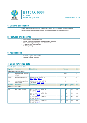 BT137X-600F Datasheet PDF WeEn Semiconductors