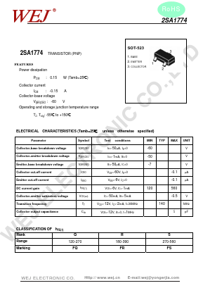 2SA1774Q Datasheet PDF WEJ ELECTRONIC CO.