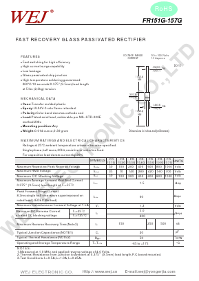 FR151G Datasheet PDF WEJ ELECTRONIC CO.