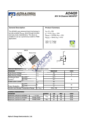 AO4420 Datasheet PDF shenzhen wanhexing Electronics Co.,Ltd