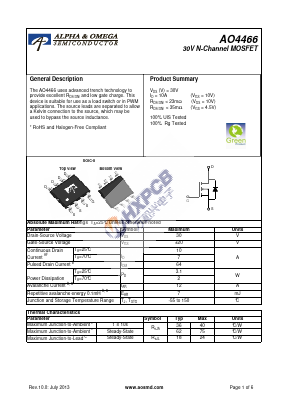 AO4466 Datasheet PDF shenzhen wanhexing Electronics Co.,Ltd