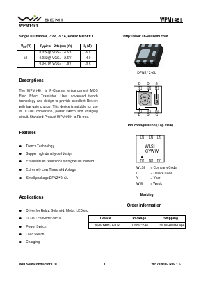 WPM1481 Datasheet PDF Will Semiconductor Ltd.