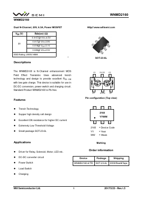 WNMD2160-6/TR Datasheet PDF Will Semiconductor Ltd.