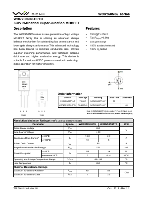 WCR250N65TF Datasheet PDF Will Semiconductor Ltd.