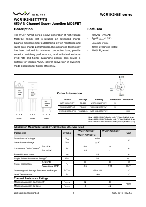 WCR1K2N65 Datasheet PDF Will Semiconductor Ltd.