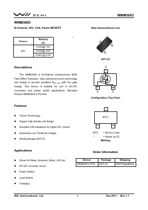 WNM3003 Datasheet PDF Will Semiconductor Ltd.