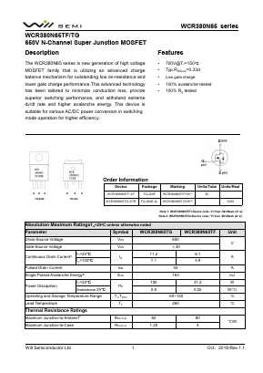 WCR380N65 Datasheet PDF Will Semiconductor Ltd.