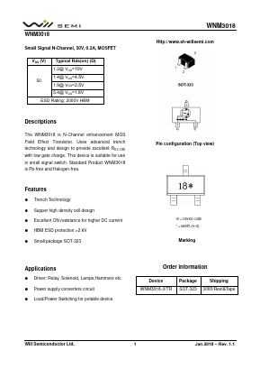 WNM3018-3/TR Datasheet PDF Will Semiconductor Ltd.