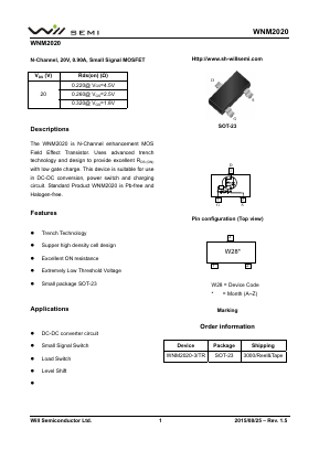 WNM2020 Datasheet PDF Will Semiconductor Ltd.