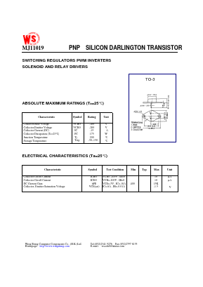 MJ11019 Datasheet PDF Wing Shing International Group