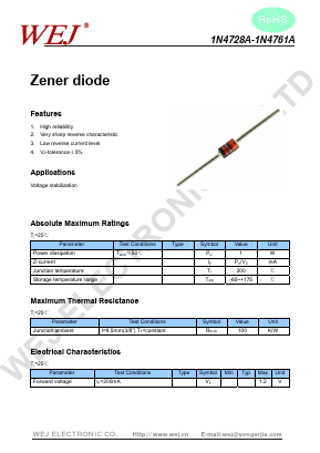 1N4748A Datasheet PDF SHENZHEN YONGERJIA INDUSTRY CO.,LTD