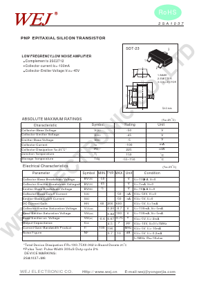 2SA1037 Datasheet PDF SHENZHEN YONGERJIA INDUSTRY CO.,LTD