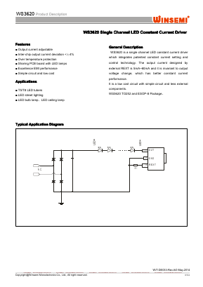 WS3620 Datasheet PDF Shenzhen Winsemi Microelectronics Co., Ltd