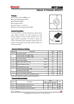 WFF12N60 Datasheet PDF Shenzhen Winsemi Microelectronics Co., Ltd