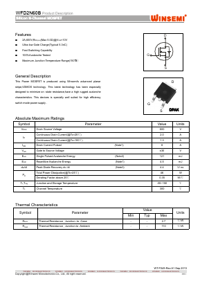 WFD2N60B Datasheet PDF Shenzhen Winsemi Microelectronics Co., Ltd