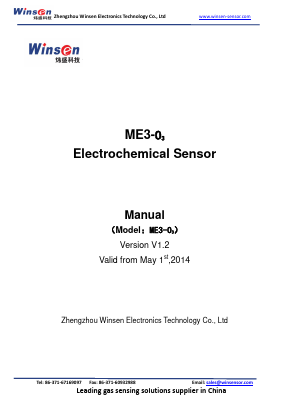 ME3-O3 Datasheet PDF Zhengzhou Winsen Electronics Technology Co., Ltd.