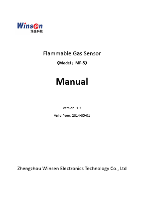 MP-5 Datasheet PDF Zhengzhou Winsen Electronics Technology Co., Ltd.