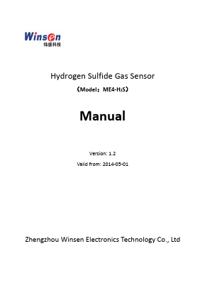 ME4-H2S Datasheet PDF Zhengzhou Winsen Electronics Technology Co., Ltd.