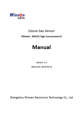 MQ131 Datasheet PDF Zhengzhou Winsen Electronics Technology Co., Ltd.