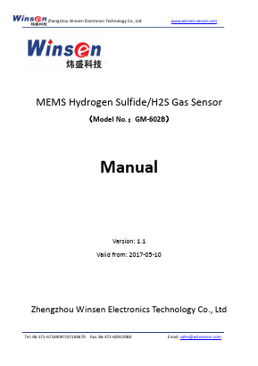 GM-602B Datasheet PDF Zhengzhou Winsen Electronics Technology Co., Ltd.