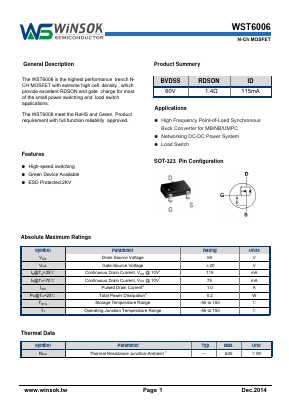 WST6006 Datasheet PDF Shenzhen Guan Hua Wei Ye Co., Ltd