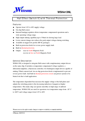 WSH413NL Datasheet PDF Winson Semiconductor Corp.