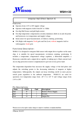 WSH1132 Datasheet PDF Winson Semiconductor Corp.