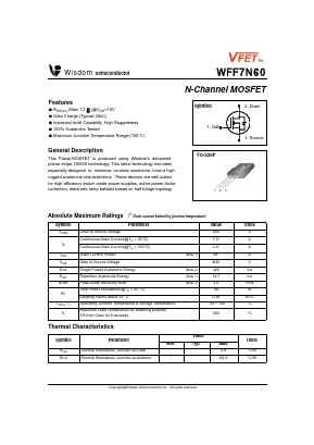 WFF7N60 Datasheet PDF Wisdom technologies