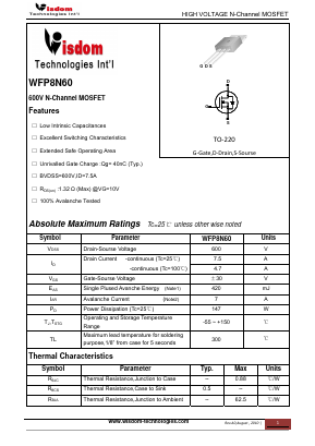 WFP8N60 Datasheet PDF Wisdom technologies