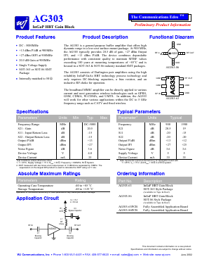 AG303 Datasheet PDF WJ Communications => Triquint