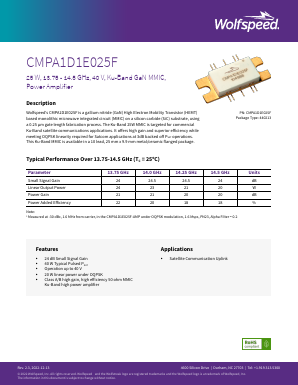 CMPA1D1E025F-AMP Datasheet PDF WOLFSPEED, INC.