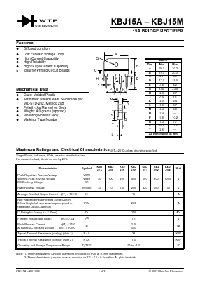 KBJ15 Datasheet PDF Won-Top Electronics