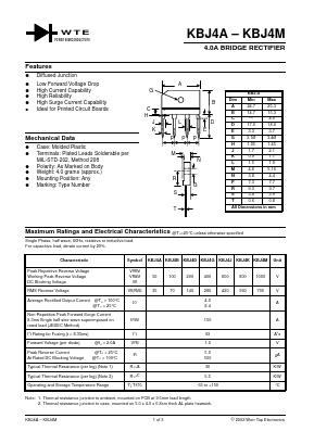 KBJ4 Datasheet PDF Won-Top Electronics