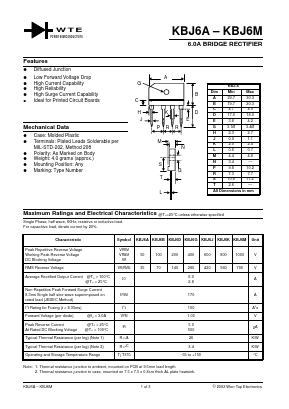 KBJ6 Datasheet PDF Won-Top Electronics