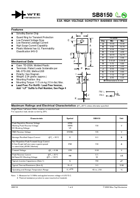 SB8150 Datasheet PDF Won-Top Electronics