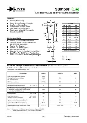 SB8150F Datasheet PDF Won-Top Electronics