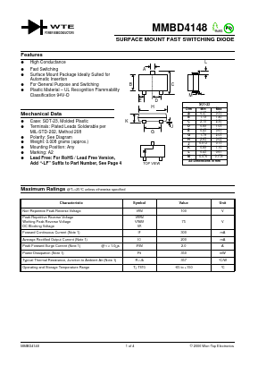 MMBD4148 Datasheet PDF Won-Top Electronics