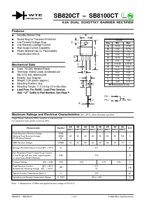 SB8100CT-LF Datasheet PDF Won-Top Electronics