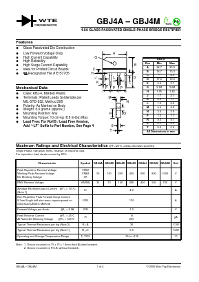 GBJ4A Datasheet PDF Won-Top Electronics