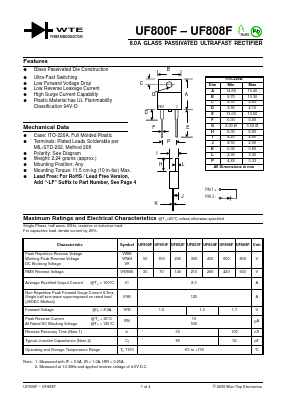 UF800F Datasheet PDF Won-Top Electronics