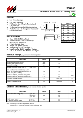 SS1040-T1 Datasheet PDF Won-Top Electronics