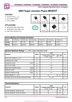 TPU60R580C Datasheet PDF Wuxi Unigroup Microelectronics Company