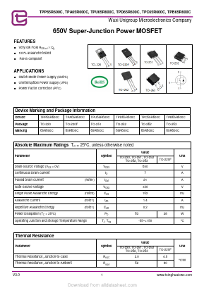 TPC65R600C Datasheet PDF Wuxi Unigroup Microelectronics Company