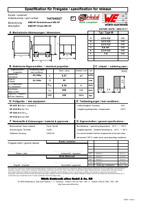 7447640027 Datasheet PDF Wurth Elektronik GmbH & Co. KG, Germany.