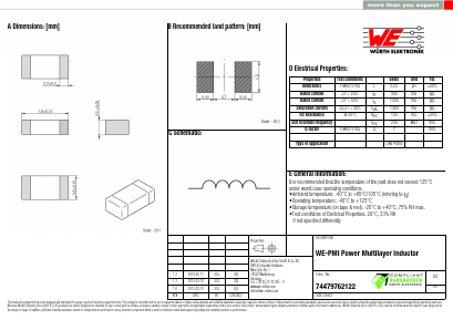 74479762122 Datasheet PDF Wurth Elektronik GmbH & Co. KG, Germany.