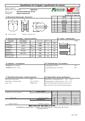 744774115 Datasheet PDF Wurth Elektronik GmbH & Co. KG, Germany.