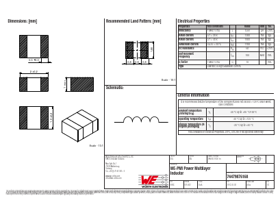 74479876168 Datasheet PDF Wurth Elektronik GmbH & Co. KG, Germany.